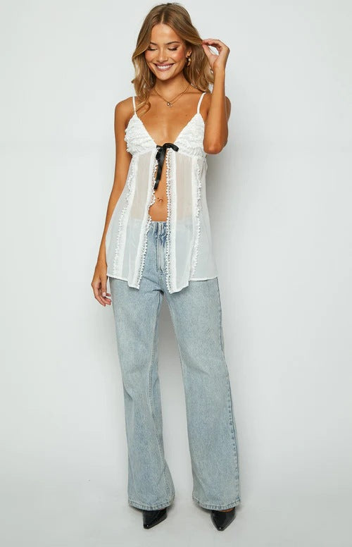 Damer Transparent spetsblus med volanger Eva Jonsson-Eva Jonsson