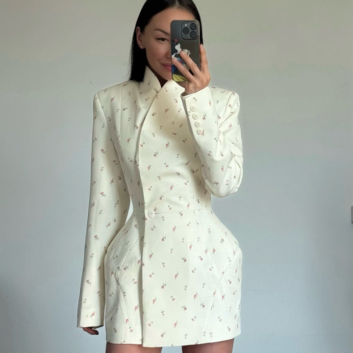 Damer Trendig Blazer-Kjol med blommigt mönster och figursydd passform Mirla-Eva Jonsson