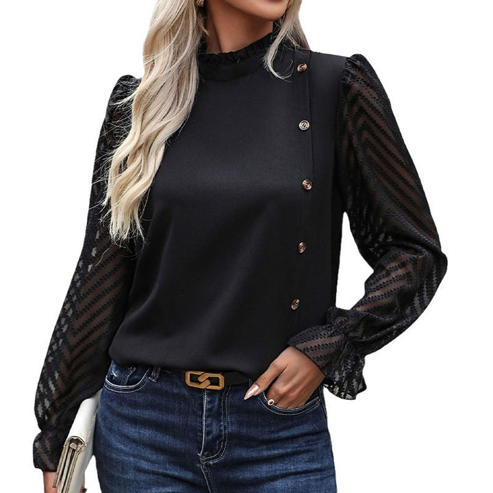 Damer Trendig Blus med Rynkdetaljer och Knappr decoration Mirla-Eva Jonsson