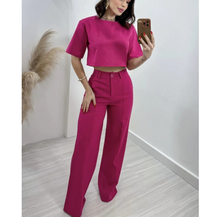 Damer Trendig Crop-Top med vida byxor Eva Jonsson-Eva Jonsson