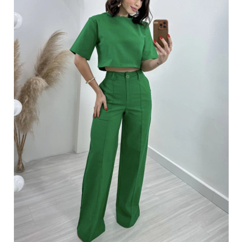 Damer Trendig Crop-Top med vida byxor Eva Jonsson-Eva Jonsson