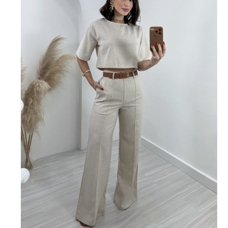 Damer Trendig Crop-Top med vida byxor Eva Jonsson-Eva Jonsson