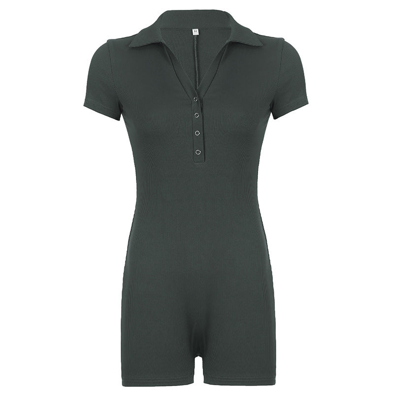 Damer Trendig Jumpsuit med elegant krage och kort ärm Mirla-Eva Jonsson