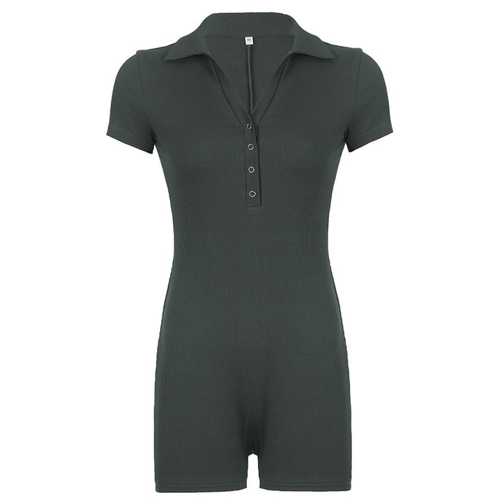 Damer Trendig Jumpsuit med elegant krage och kort ärm Mirla-Eva Jonsson