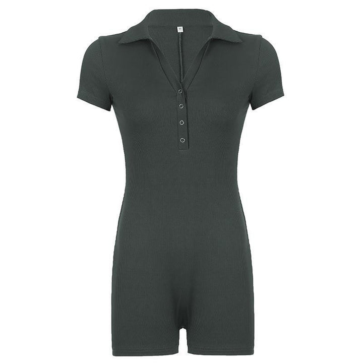 Damer Trendig Jumpsuit med elegant krage och kort ärm Mirla-Eva Jonsson