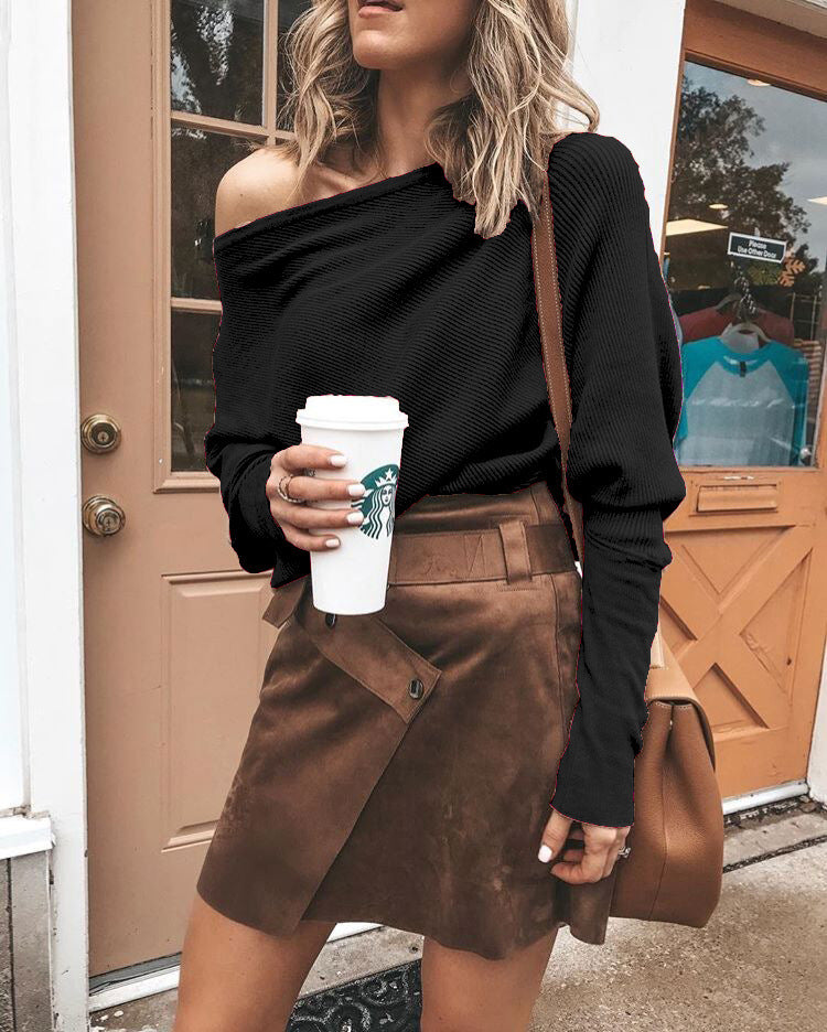 Damer Trendig Off-Shoulder Top med Ribstruktur Mirla-Eva Jonsson