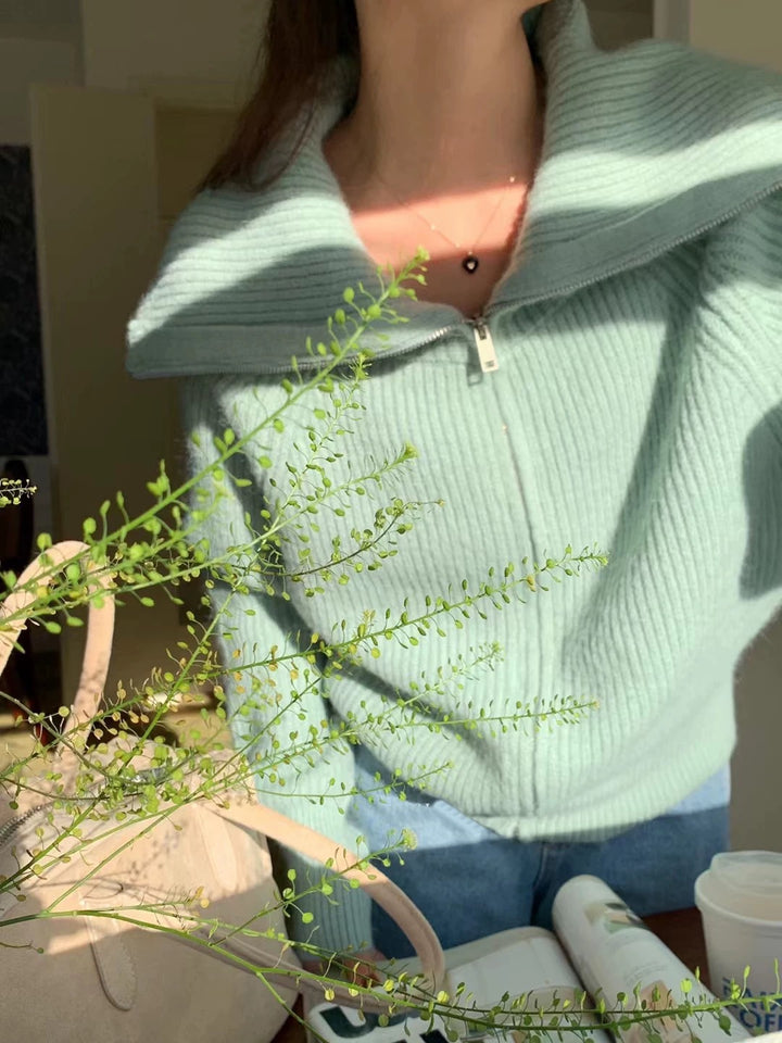 Damer Trendig Oversized-Tröja med Krage och Dragkedja Eva Jonsson-Eva Jonsson