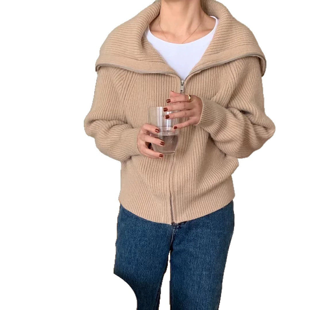 Damer Trendig Oversized-Tröja med Krage och Dragkedja Eva Jonsson-Eva Jonsson