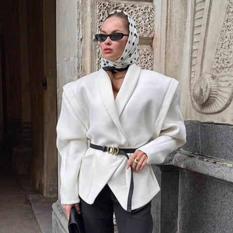 Damer Trendig Oversized-Ullkappa med figursydd design och bälte Mirla-Eva Jonsson