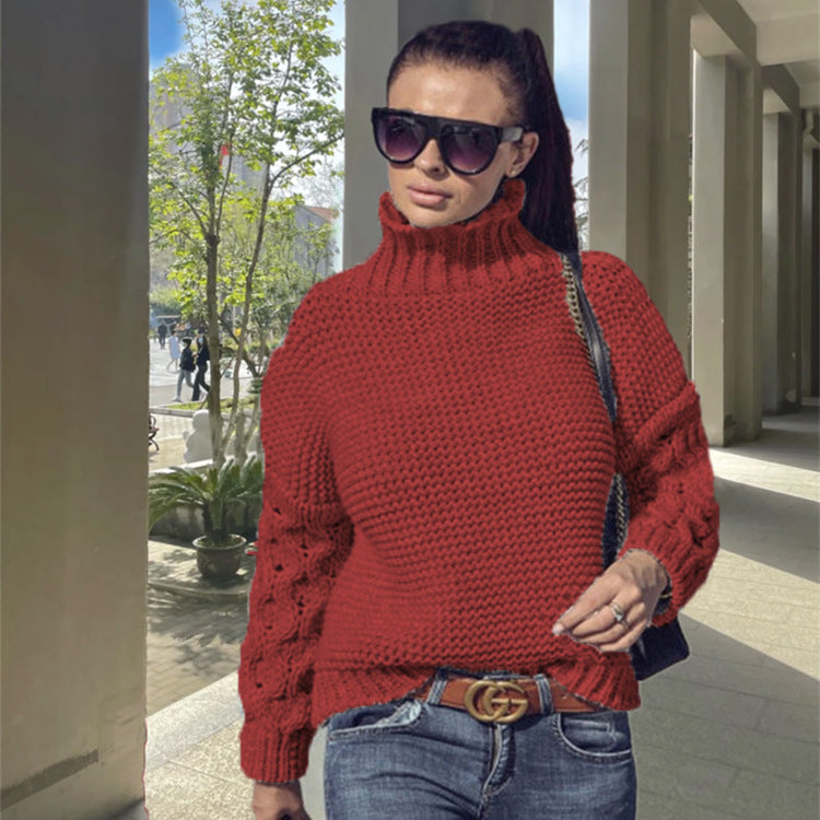 Damer Trendig Polokrage Tröja med Stickmönster Eva Jonsson-Eva Jonsson