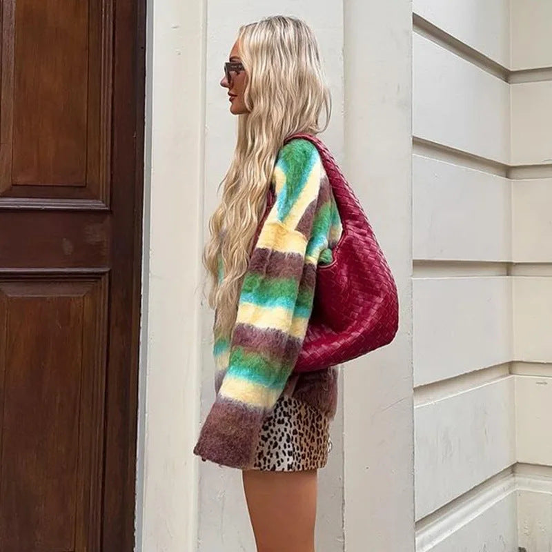 Damer Trendig Statement-tröja med randig design Mirla-Eva Jonsson