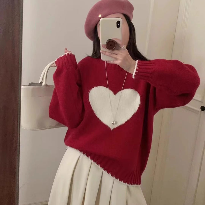 Damer Trendig Tröja med Hjärtmotiv och Avslappnad Passform Eva Jonsson-Eva Jonsson