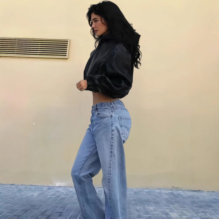 Damer Trendig cropped konstläderjacka Mirla-Eva Jonsson
