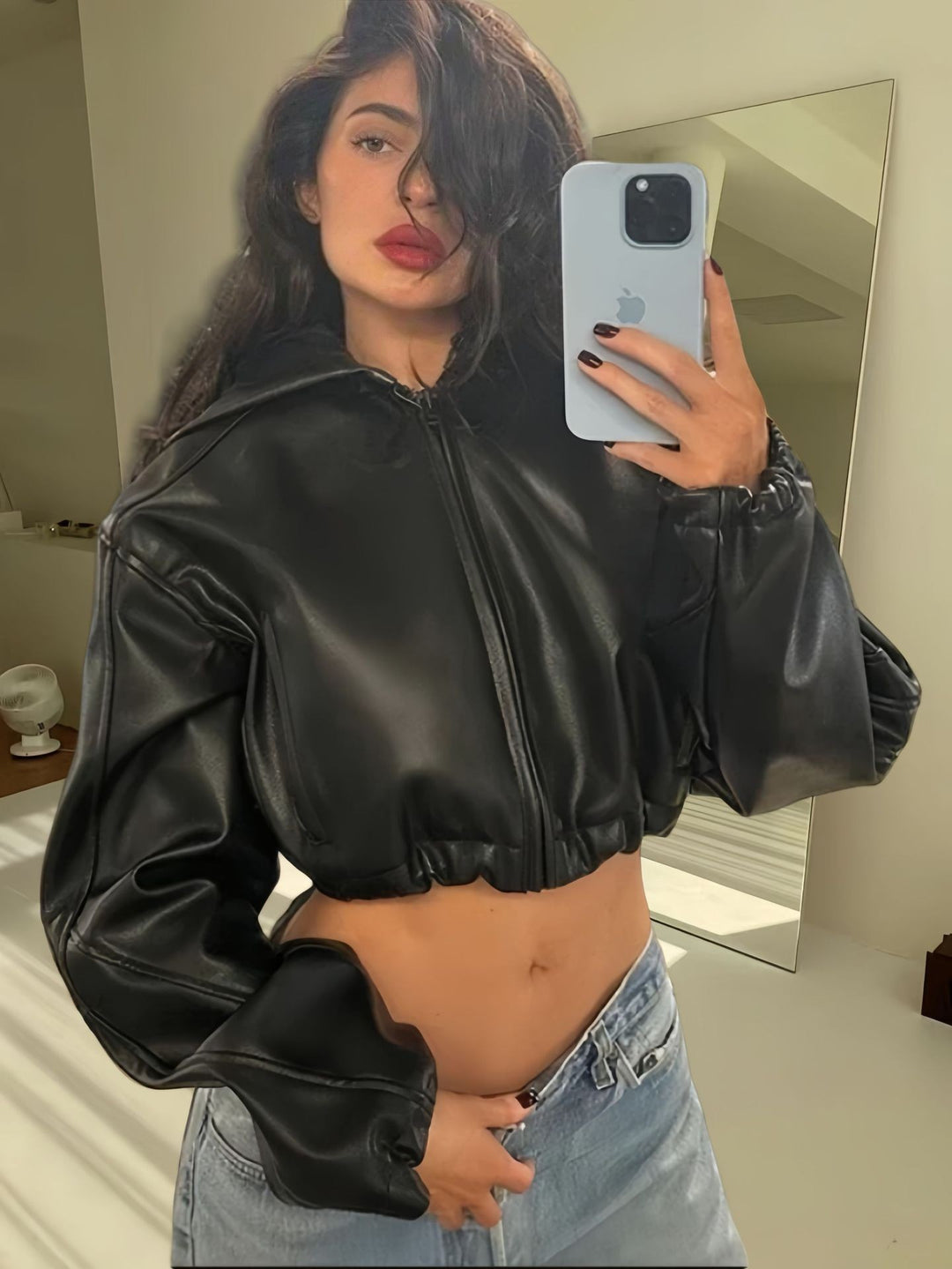 Damer Trendig cropped konstläderjacka Mirla-Eva Jonsson