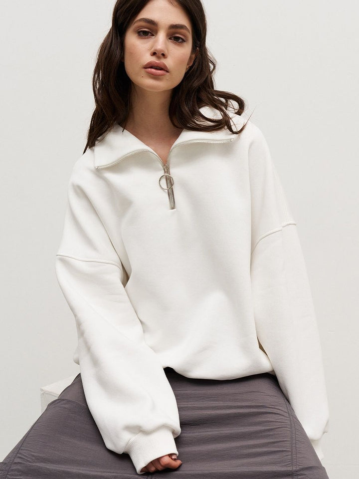 Damer Trendy Ståkrage Sweatshirt med Dragkedja Mirla-Eva Jonsson
