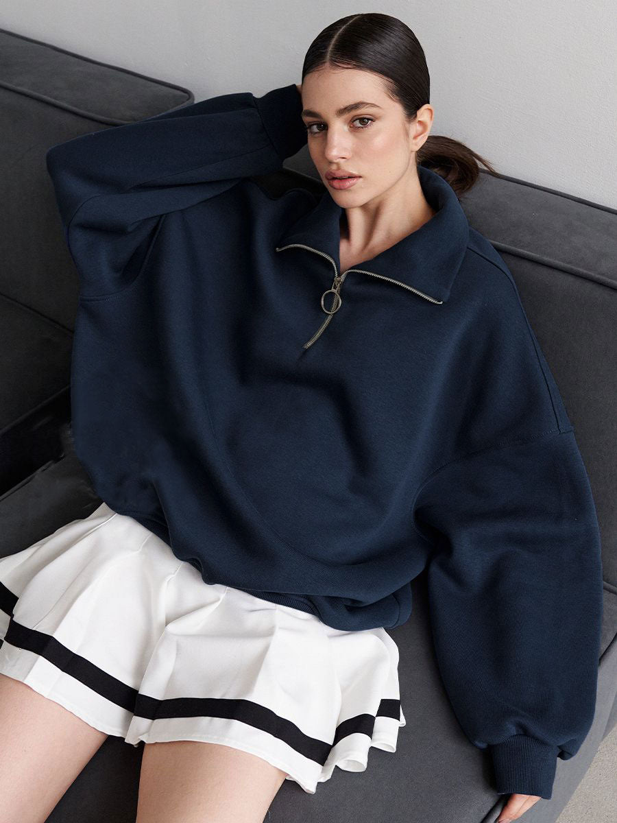 Damer Trendy Ståkrage Sweatshirt med Dragkedja Mirla-Eva Jonsson