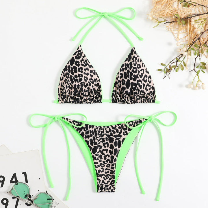 Damer Triangel-Bikini med Lekfullt Leopardsmönster och Justerbara Band Mirla-Eva Jonsson