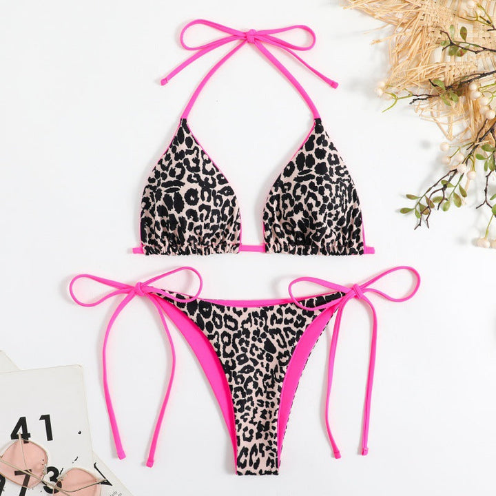 Damer Triangel-Bikini med Lekfullt Leopardsmönster och Justerbara Band Mirla-Eva Jonsson