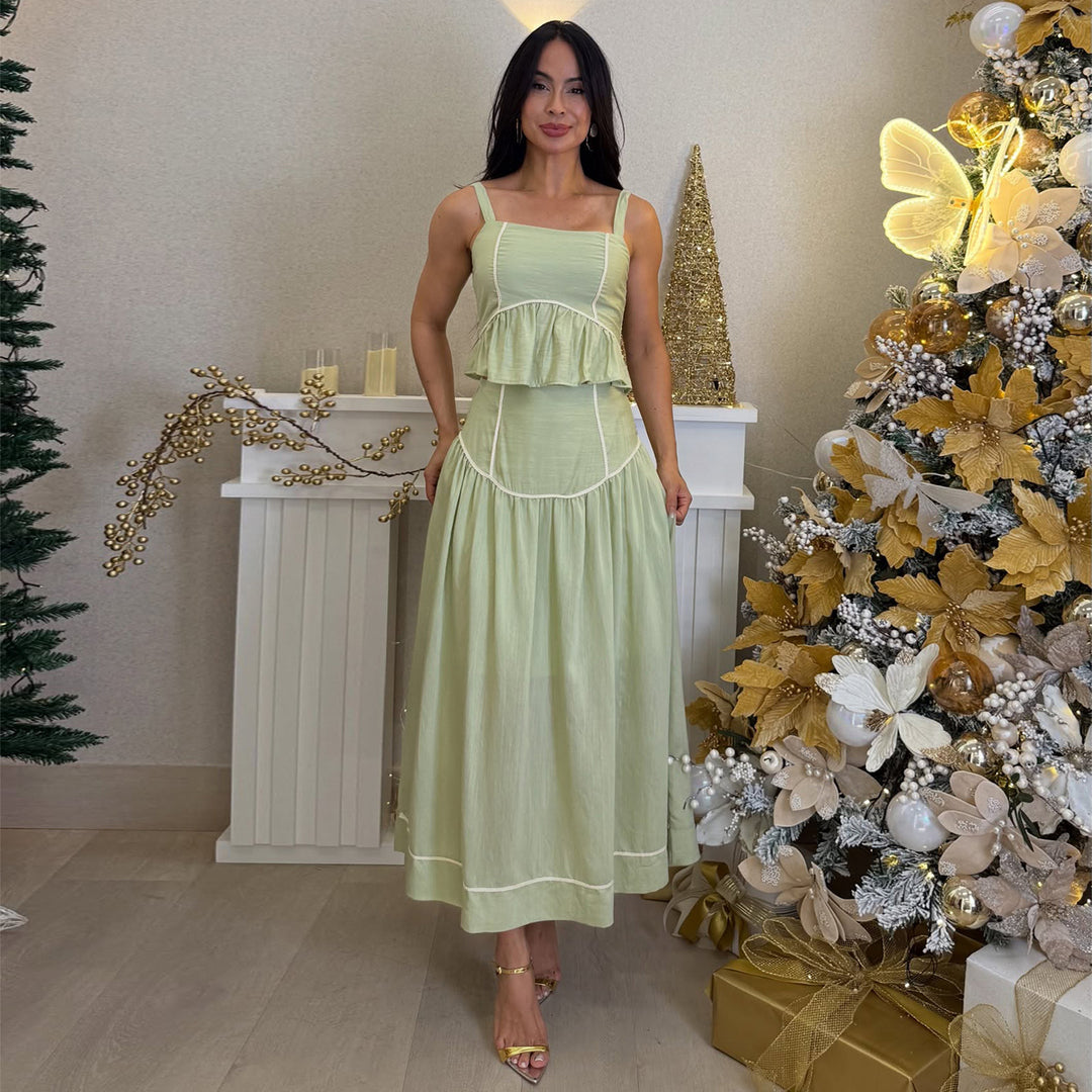 Damer Tvådelad Set med Luftig Volang-Eva Jonsson