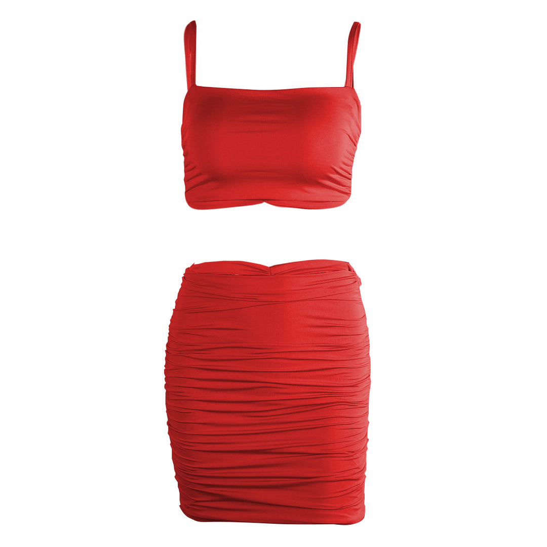 Damer Tvådelat Set bestående av rynkat Crop-Top och Minikjol Mirla-Eva Jonsson