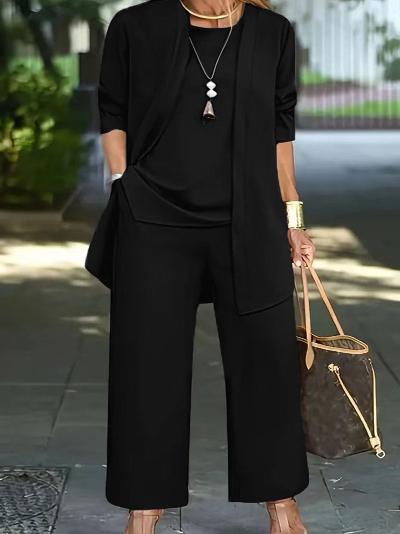 Damer Tvådelat Set med elegant Blazer och vida Byxor Mirla-Eva Jonsson