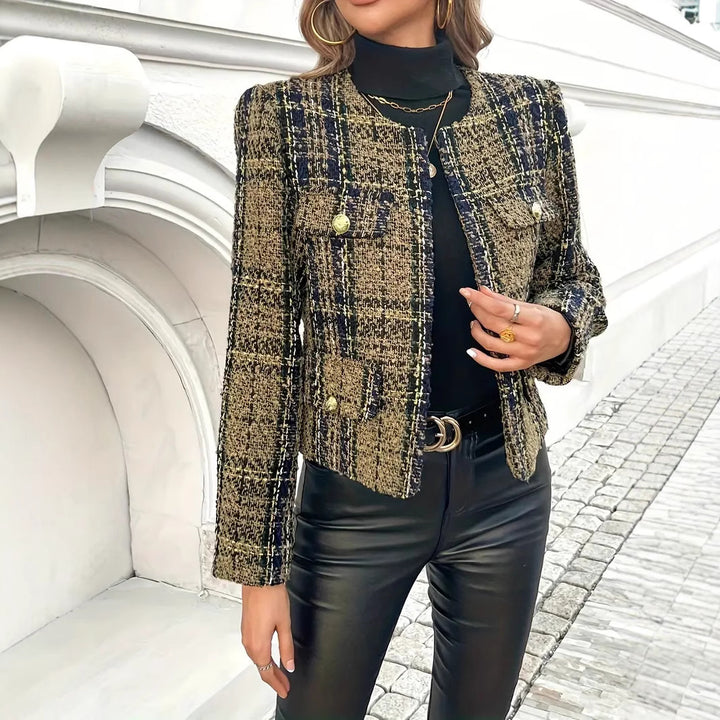 Damer Tweed-blazerjacka med gyllene knappar Mirla-Eva Jonsson