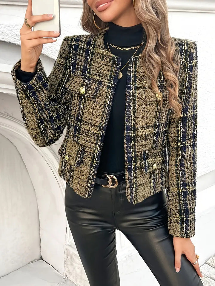 Damer Tweed-blazerjacka med gyllene knappar Mirla-Eva Jonsson