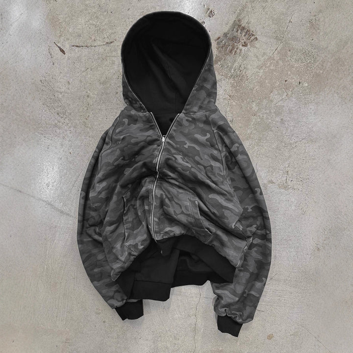 Damer Urban Camo Hoodie med dragkedja och avslappnad passform Mirla-Eva Jonsson