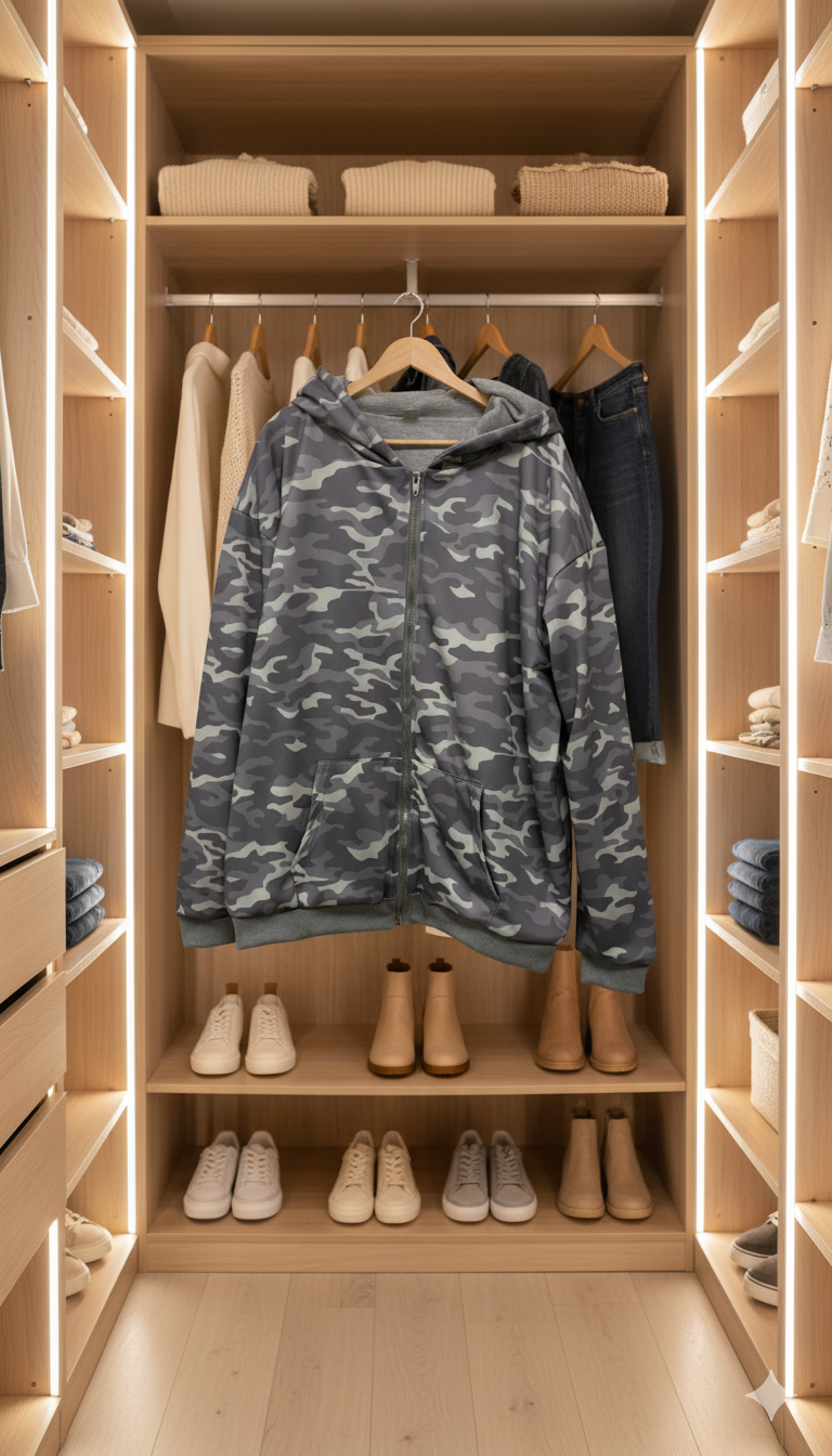 Damer Urban Camo Hoodie med dragkedja och avslappnad passform Mirla-Eva Jonsson