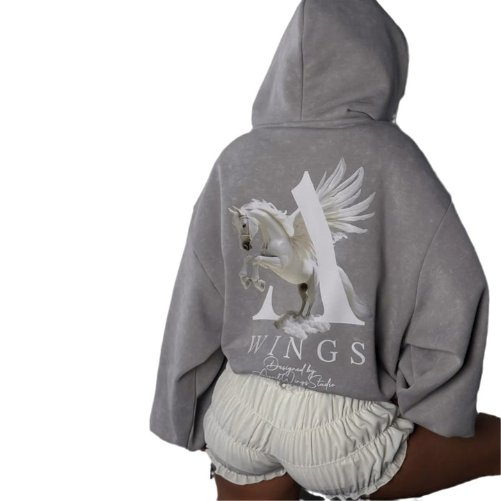 Damer Urban Hoodie med unik grafisk design Mirla-Eva Jonsson