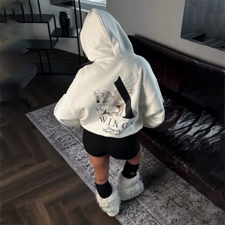 Damer Urban Hoodie med unik grafisk design Mirla-Eva Jonsson