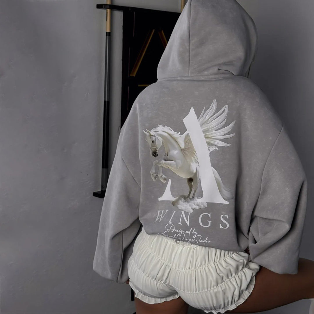 Damer Urban Hoodie med unik grafisk design Mirla-Eva Jonsson