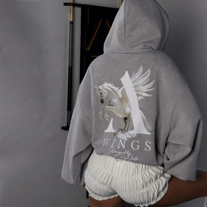 Damer Urban Hoodie med unik grafisk design Mirla-Eva Jonsson