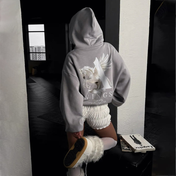 Damer Urban Hoodie med unik grafisk design Mirla-Eva Jonsson