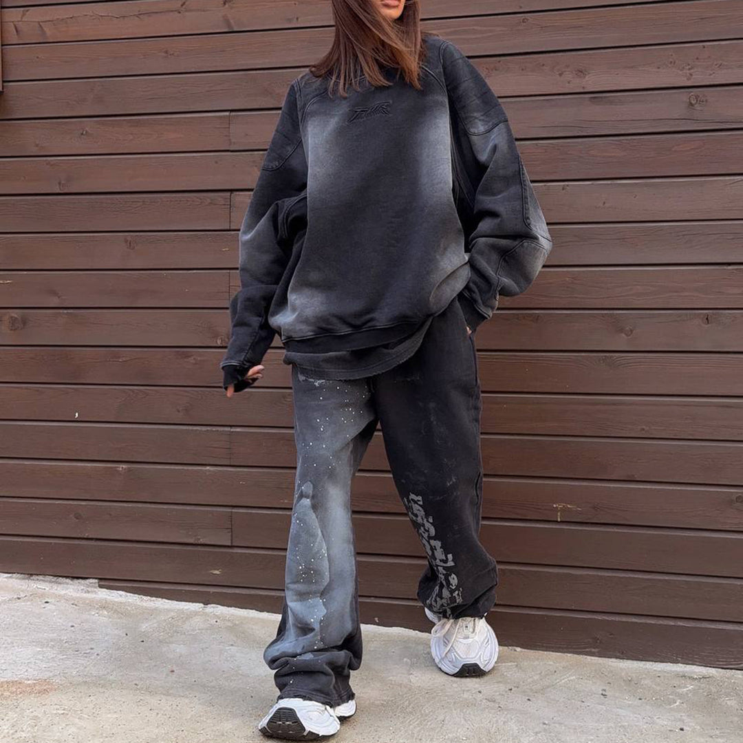 Damer Urban Oversized Sweatset med kreativ färgövergång Mirla-Eva Jonsson