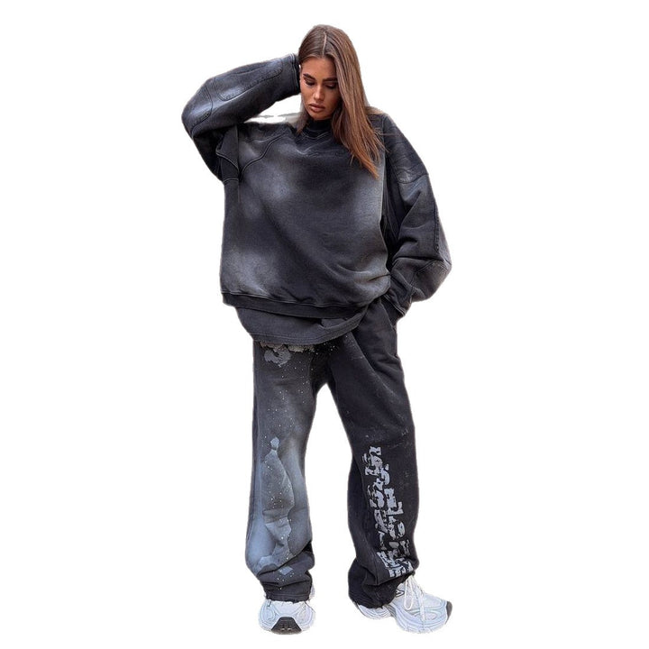 Damer Urban Oversized Sweatset med kreativ färgövergång Mirla-Eva Jonsson