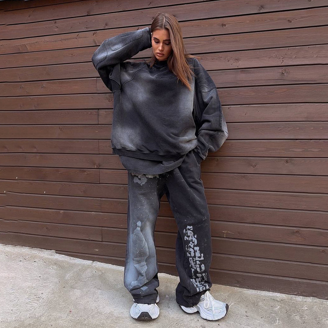 Damer Urban Oversized Sweatset med kreativ färgövergång Mirla-Eva Jonsson