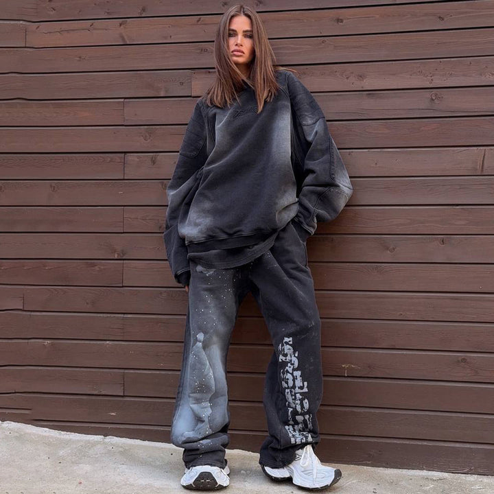 Damer Urban Oversized Sweatset med kreativ färgövergång Mirla-Eva Jonsson