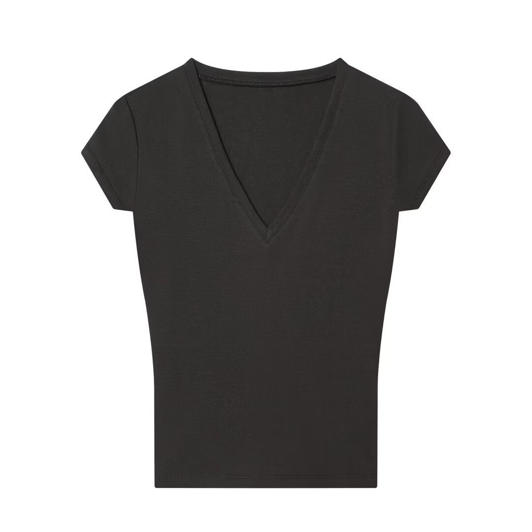 Damer V-hals T-shirt i högkvalitativ bomull Mirla-Eva Jonsson