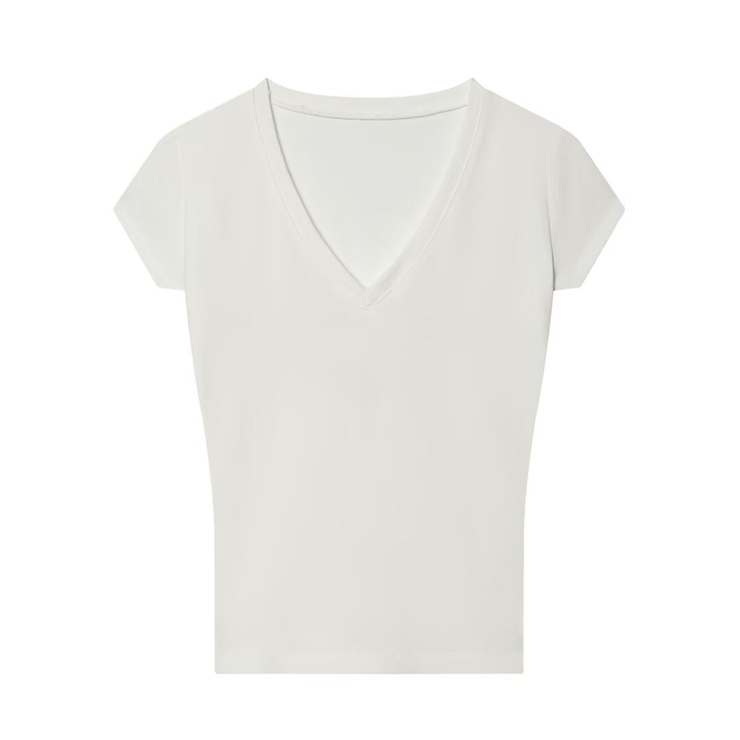 Damer V-hals T-shirt i högkvalitativ bomull Mirla-Eva Jonsson