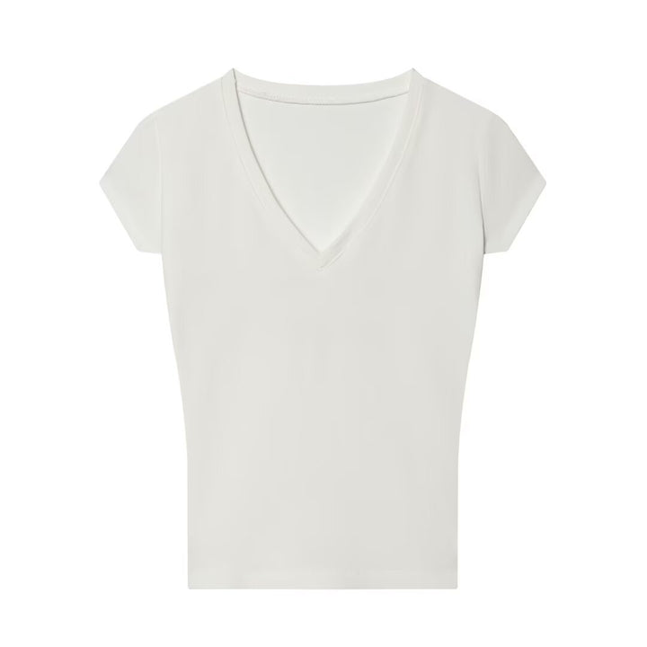 Damer V-hals T-shirt i högkvalitativ bomull Mirla-Eva Jonsson