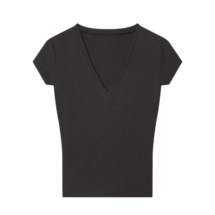 Damer V-hals T-shirt i högkvalitativ bomull Mirla-Eva Jonsson