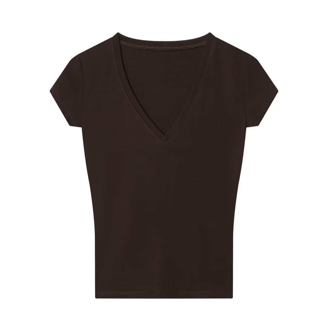 Damer V-hals T-shirt i högkvalitativ bomull Mirla-Eva Jonsson
