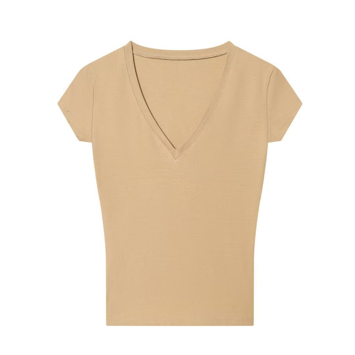 Damer V-hals T-shirt i högkvalitativ bomull Mirla-Eva Jonsson