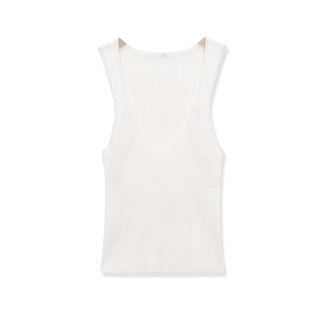 Damer V-hals ribbade topp Mirla-Eva Jonsson