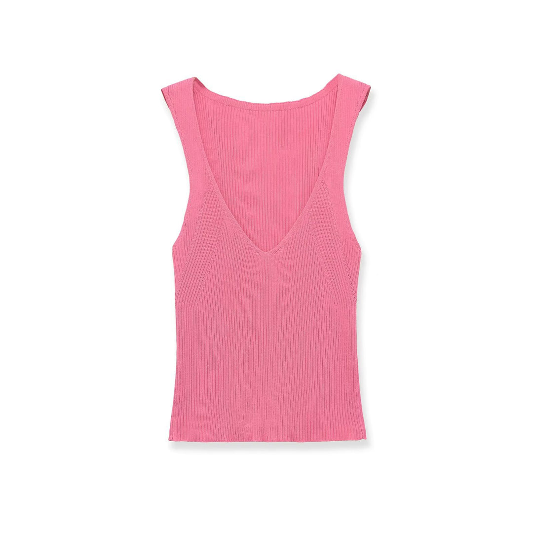 Damer V-hals ribbade topp Mirla-Eva Jonsson