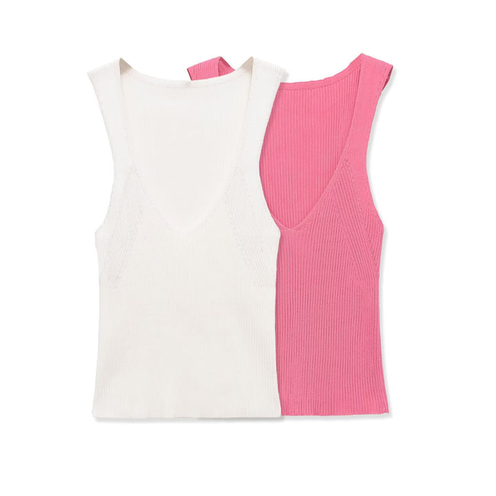Damer V-hals ribbade topp Mirla-Eva Jonsson