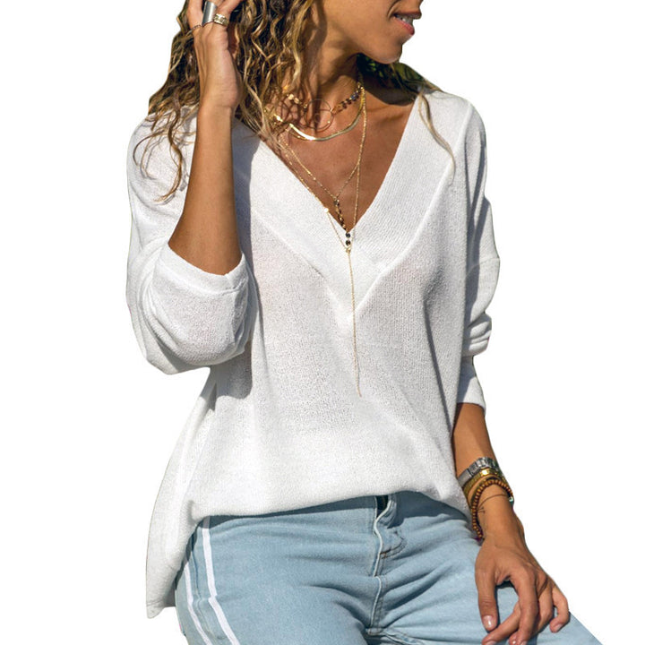 Damer V-ringning Chic Fritidströja Eva Jonsson-Eva Jonsson