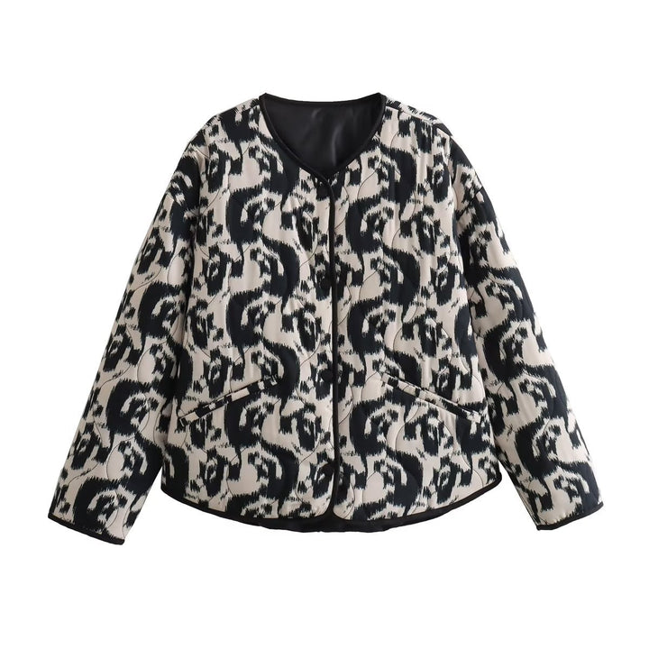 Damer Vadderad Jacka med modernt Djurmönster Mirla-Eva Jonsson