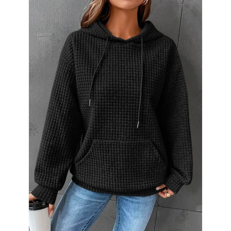 Damer Vaffelstruktur Hoodie med Bekväm Passform och Praktisk Ficka Mirla-Eva Jonsson